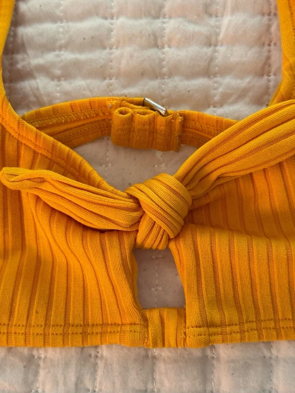 Xhilaration mustard yellow ribbed bikini top- Size L
